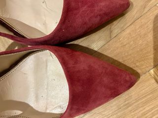 Zapatos Zara ante y tacón piel granates