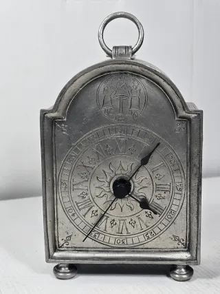 Orologio vintage peltro simboli buon augurio