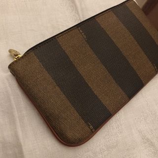 Portafoglio con pochette a righe vintage Fendi Pequin