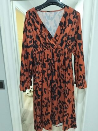 Vestido Otoño Naranja y Negro
