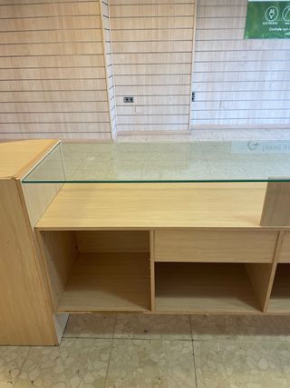 Mostrador de oficina de madera haya y cristal