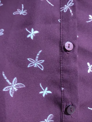Blusa Primark Morada Estampada Libélulas Talla 34.