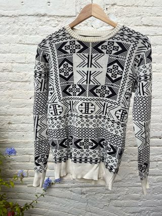 RVLT Jersey Algodón Geométrico Crema