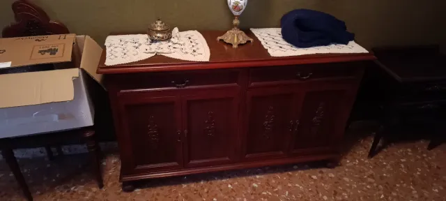 Mueble recibidor madera y cristal