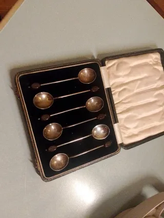 Set 6 Cucchiaini Caffè Vintage Legno Metallo