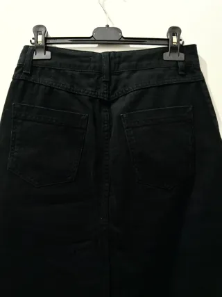 Gonna in jeans lunga nera con spacco