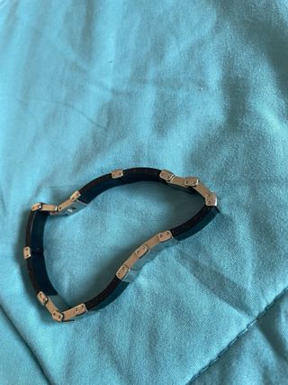 Braccialetto uomo nero e argento