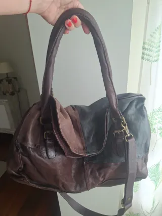 Bolso Piel Airstep Marrón y Gris
