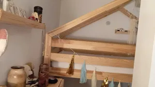 Litera casita madera natura sin colchones