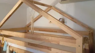 Litera casita madera natura sin colchones