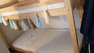 Litera casita madera natura sin colchones