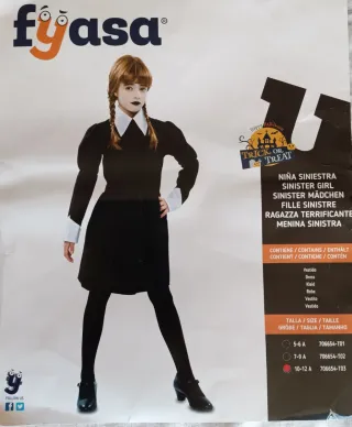 Disfraz Niña Siniestra - Miércoles.
Talla 10-12.