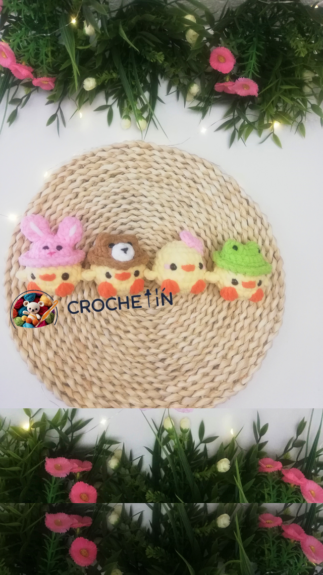 Amigurumi Kawaii - Pollitos Llavero con Sombrero