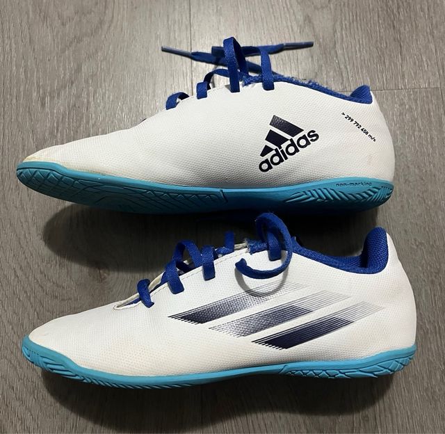 Adidas Botas Fútbol Blancas y Azules