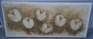 Cuadro relieve tulipanes beige y marrón