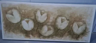 Cuadro relieve tulipanes beige y marrón