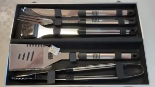 Set Barbecue 5 pezzi Nuovo pinze forchetta coltell