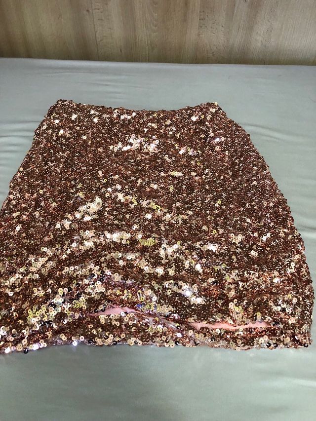Gonna paillettes oro e marrone