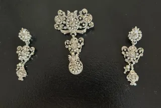 Aderezo completo con agujas Fallera Niña Plata