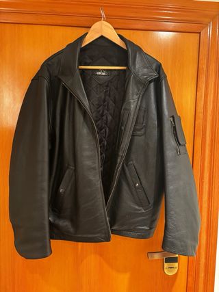 Chaqueta Aviador Cuero Negra