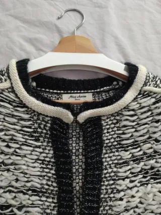 Cárdigan Miss Charm Negro/Blanco Talla Única