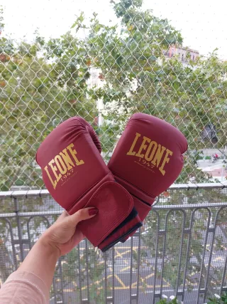 Guantes Boxeo Muay Thai Leone 12 Oz Rojo Dorado