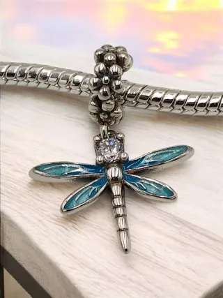Charm Libélula Plata y Azul