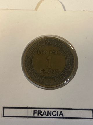 Lote 9 monedas 1 Franco Francia