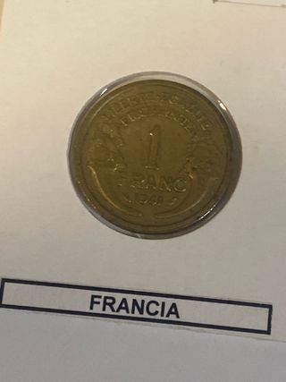 Lote 9 monedas 1 Franco Francia