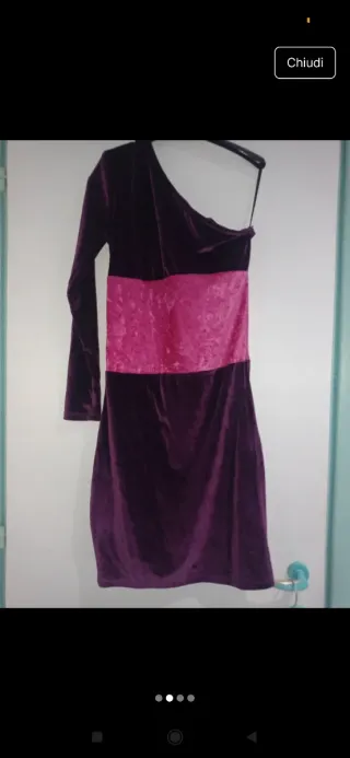 Abito velluto viola e fucsia taglia unica