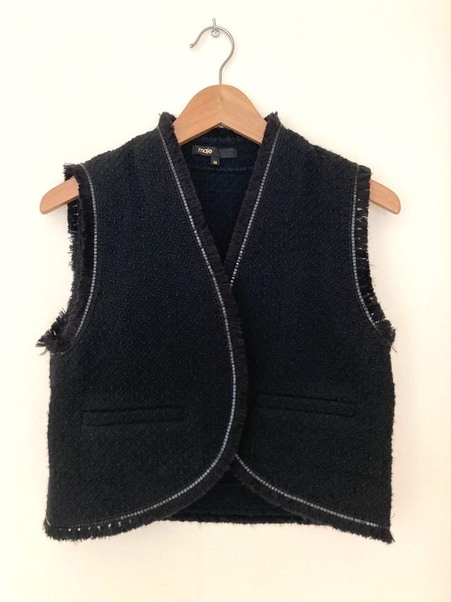 Chaleco Maje Tweed Negro T36