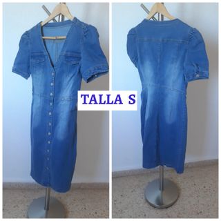 Vestido de corte midi denim. Vaquero. Nuevo sin es