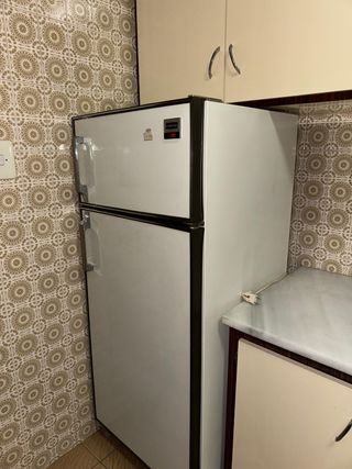Nevera blanca con congelador superior