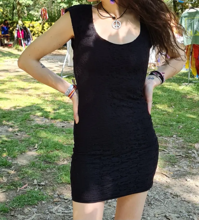 Vestido Negro Encaje Pull&Bear Talla M
