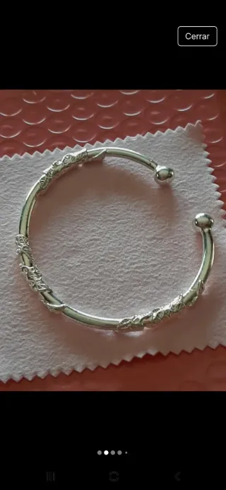 Pulsera esclava plata floral