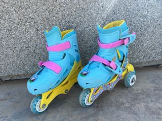 Patines niña ajustables azul y amarillo