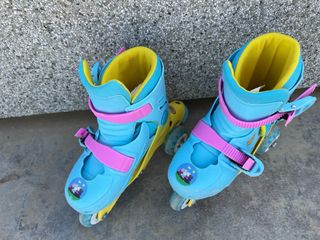 Patines niña ajustables azul y amarillo