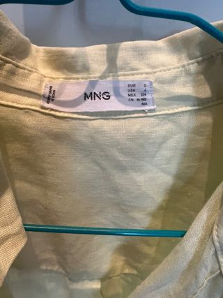 Camisa Lino Mango Talla S Amarilla