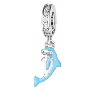 Charm Delfín Plata S925 con Circonitas