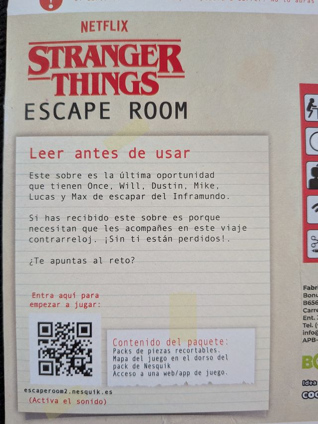 Juego Escape Room Nesquik Stranger Things