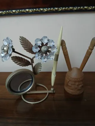 Set 2 portapenne antichi decorati