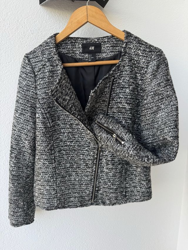 Chaqueta H&M Tweed Cremallera Mujer