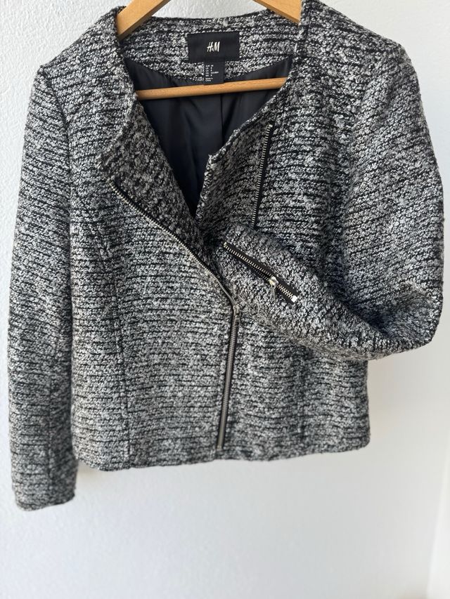 Chaqueta H&M Tweed Cremallera Mujer