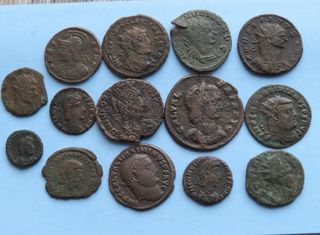 Lote 14 monedas romanas, varios emperadores
