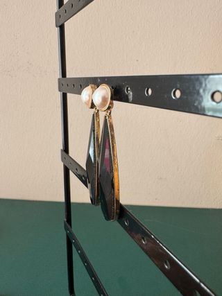 Pendientes Parfois Perla y Piedra Negra