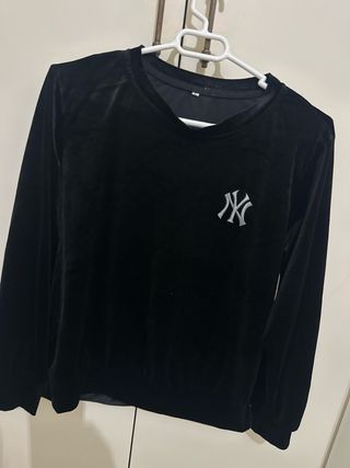 Chándal terciopelo mujer NY negro