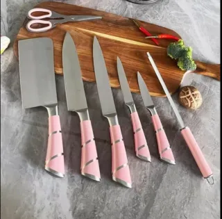 Set Coltelli Rosa con Manici Decorati