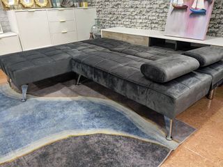 Sofá Cama KerenXS Gris Terciopelo 198x146 cm