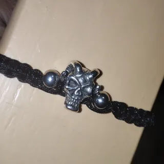 Pulsera Acero Calavera Negra