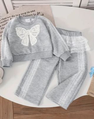 Conjunto Moletom e Calça Infantil Laço 3/4 anos